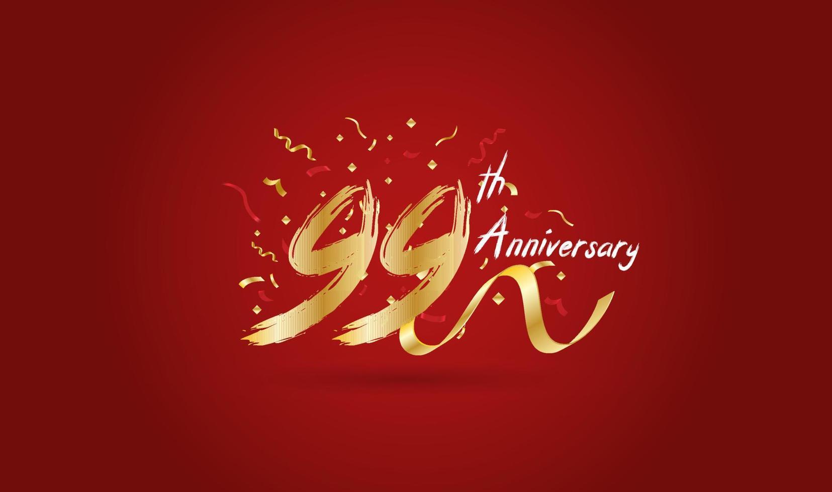 Anniversary celebration background. with the 99th number in gold and with the words golden anniversary celebration. vector