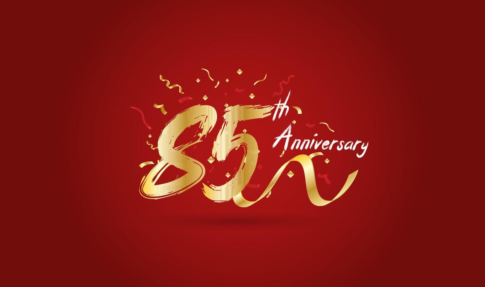 Anniversary celebration background. with the 85th number in gold and with the words golden anniversary celebration. vector