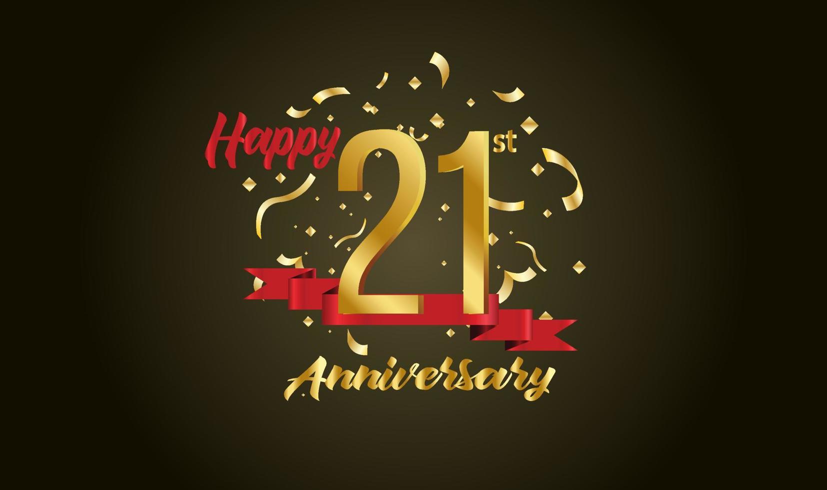 Anniversary celebration background. with the 21st number in gold and with the words golden anniversary celebration. vector