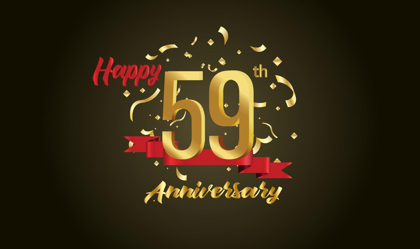 Anniversary celebration background. with the 59th number in gold and with the words golden anniversary celebration. vector