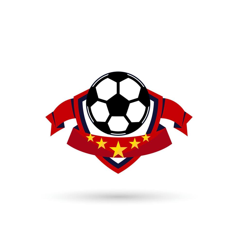 logotipo de fútbol o insignia de signo de club de fútbol. Logotipo de fútbol con diseño de vector de fondo de escudo