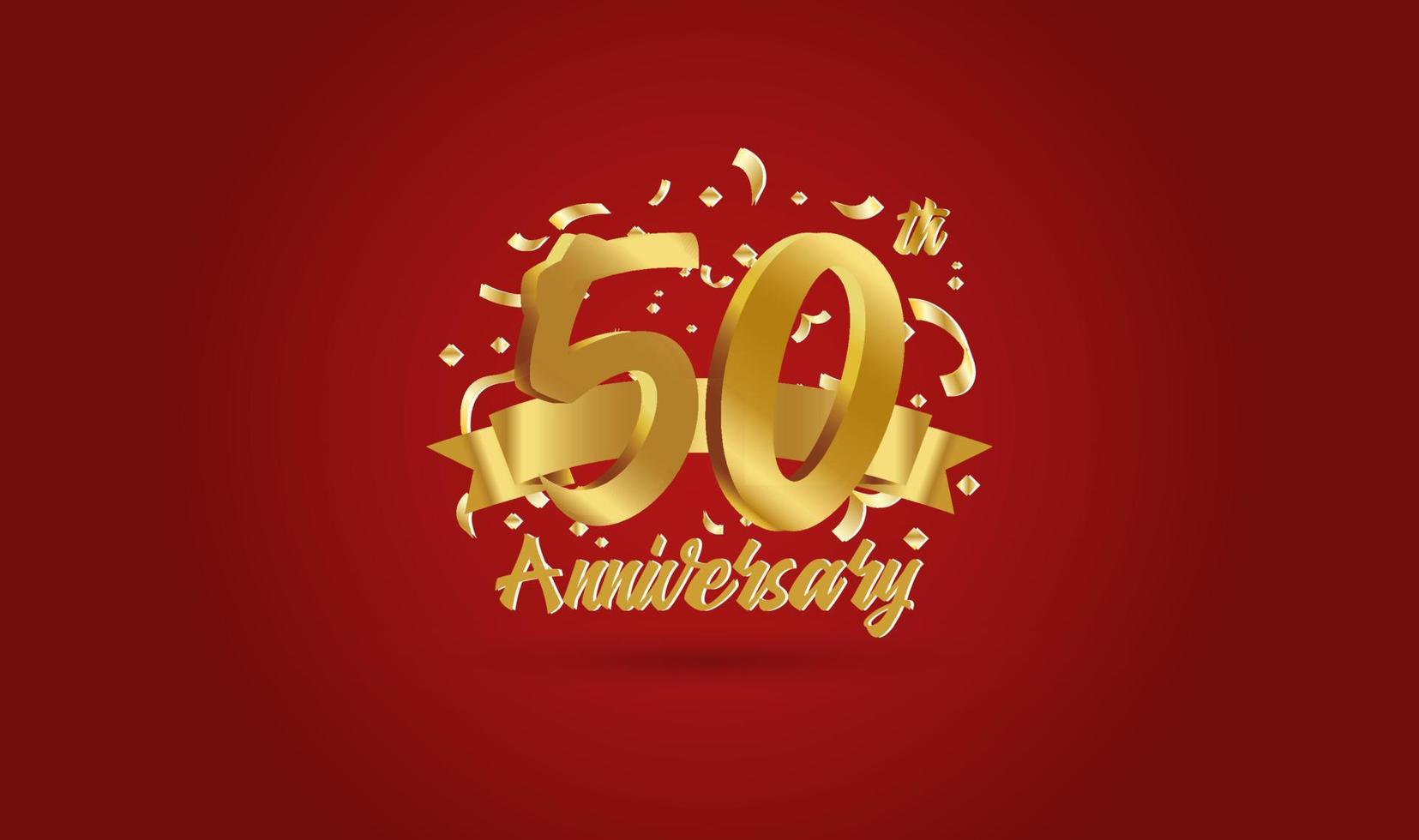 celebración de aniversario con el número 50 en oro y con las palabras celebración del aniversario de oro. vector