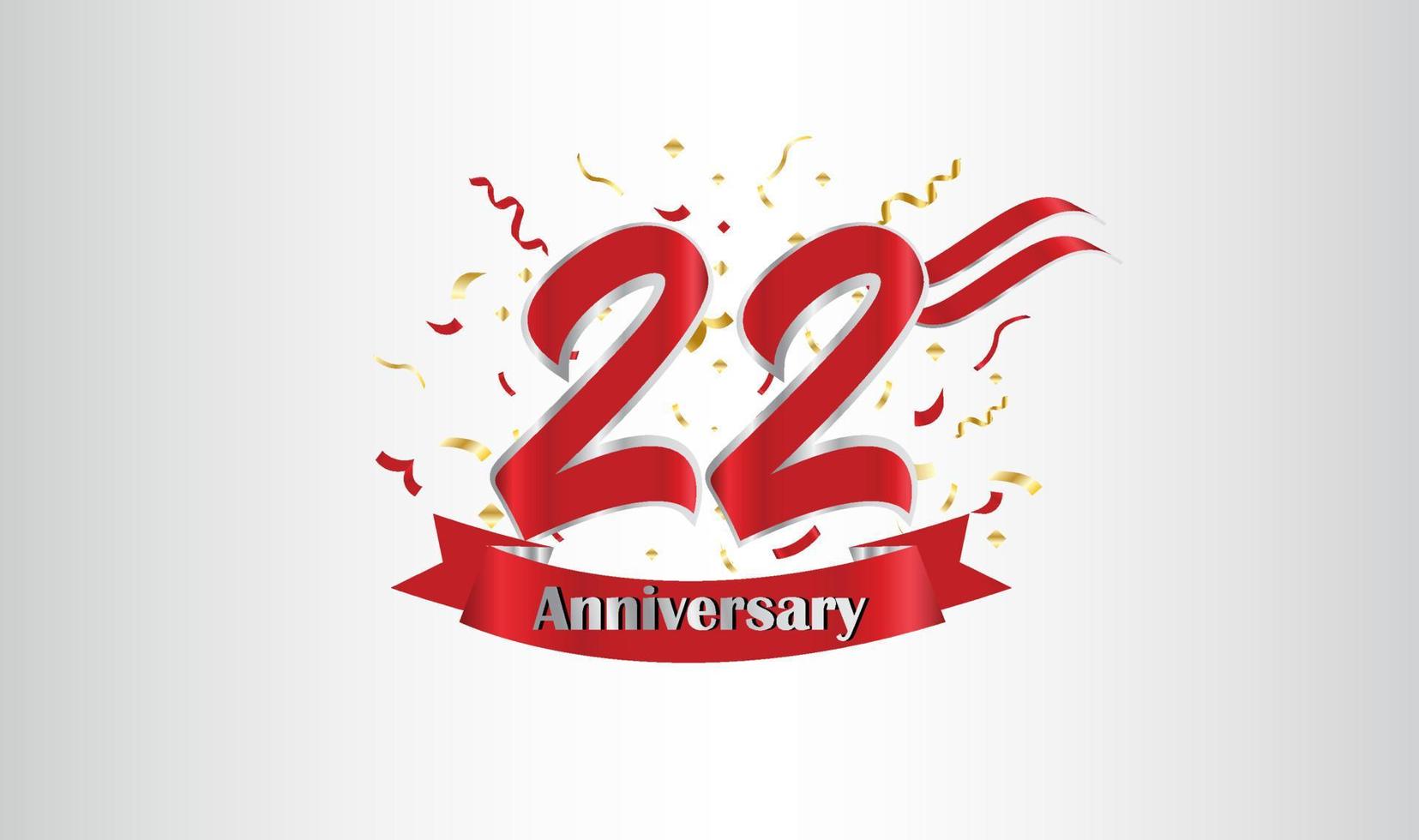 Anniversary celebration with the 22nd number in gold and with the words golden anniversary celebration. vector