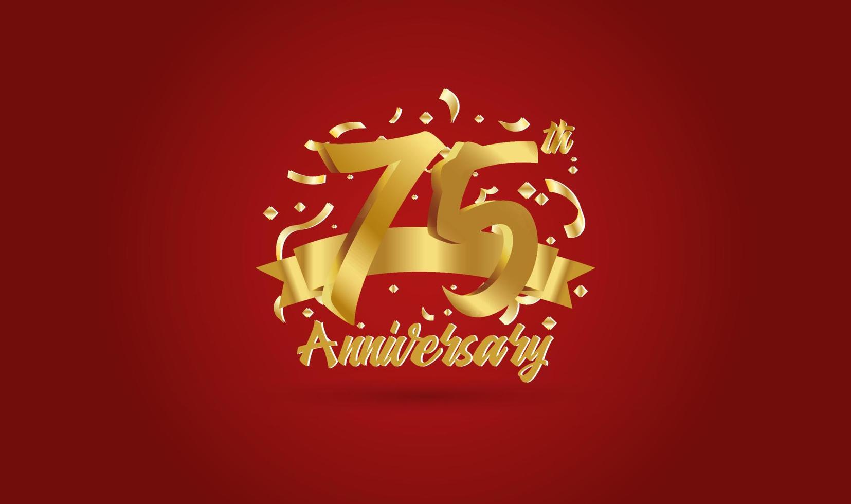 fondo de celebración de aniversario. con el número 75 en dorado y con las palabras celebración de las bodas de oro. vector