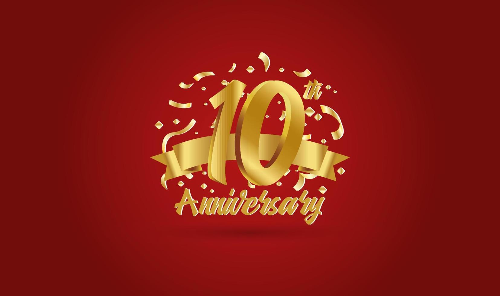 Anniversary celebration background. with the 10th number in gold and with the words golden anniversary celebration. vector