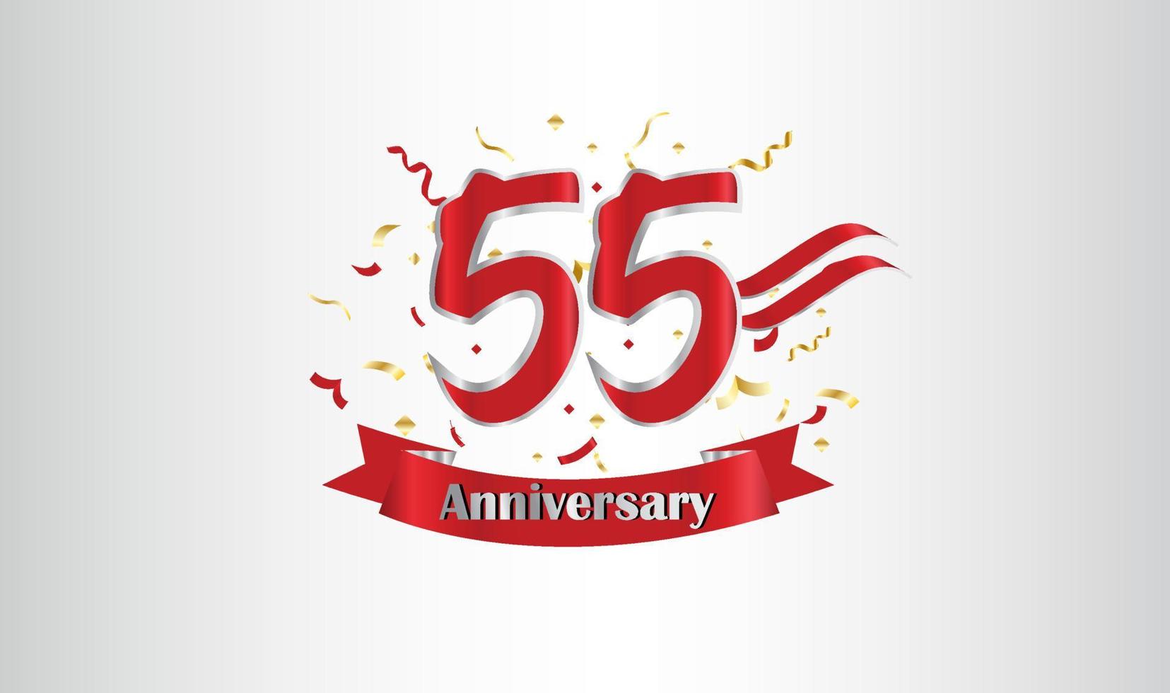 Anniversary celebration background. with the 55th number in gold and with the words golden anniversary celebration. vector