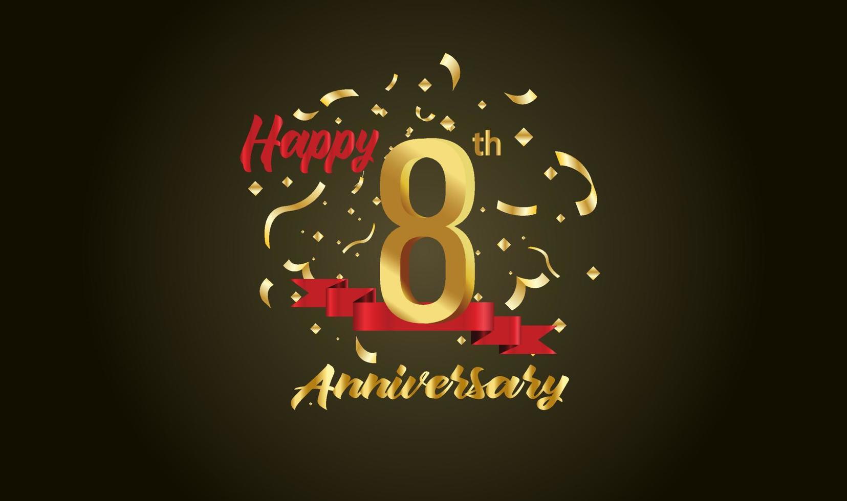 Anniversary celebration background. with the 8th number in gold and with the words golden anniversary celebration. vector