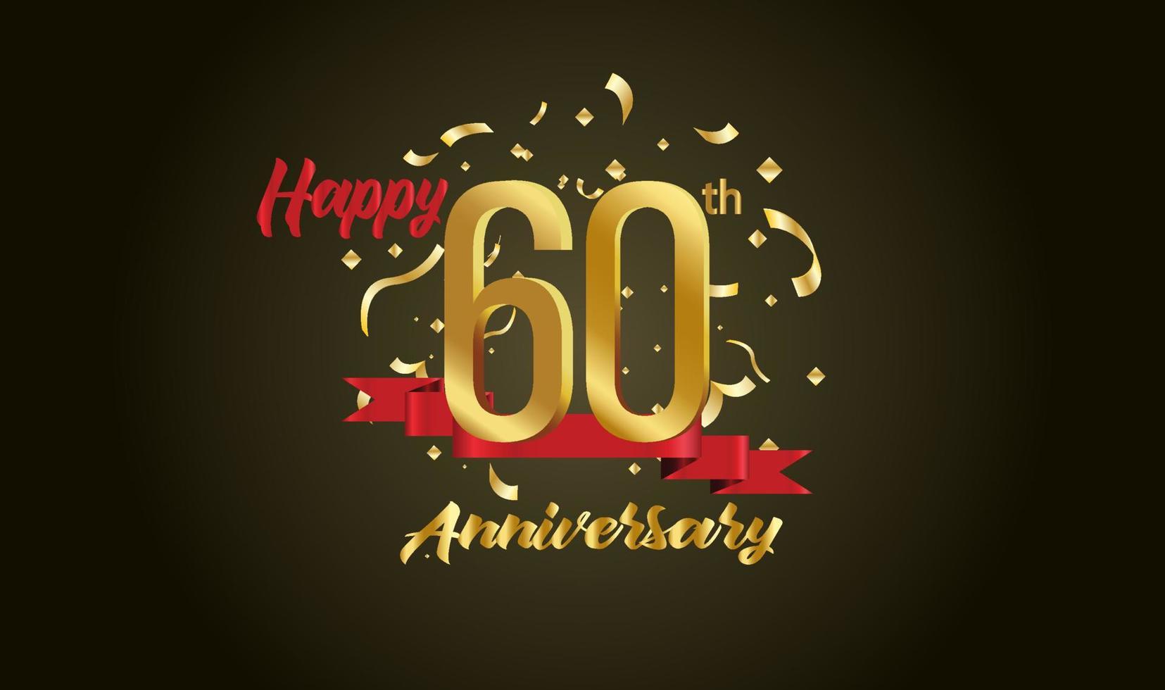 Anniversary celebration background. with the 60th number in gold and with the words golden anniversary celebration. vector