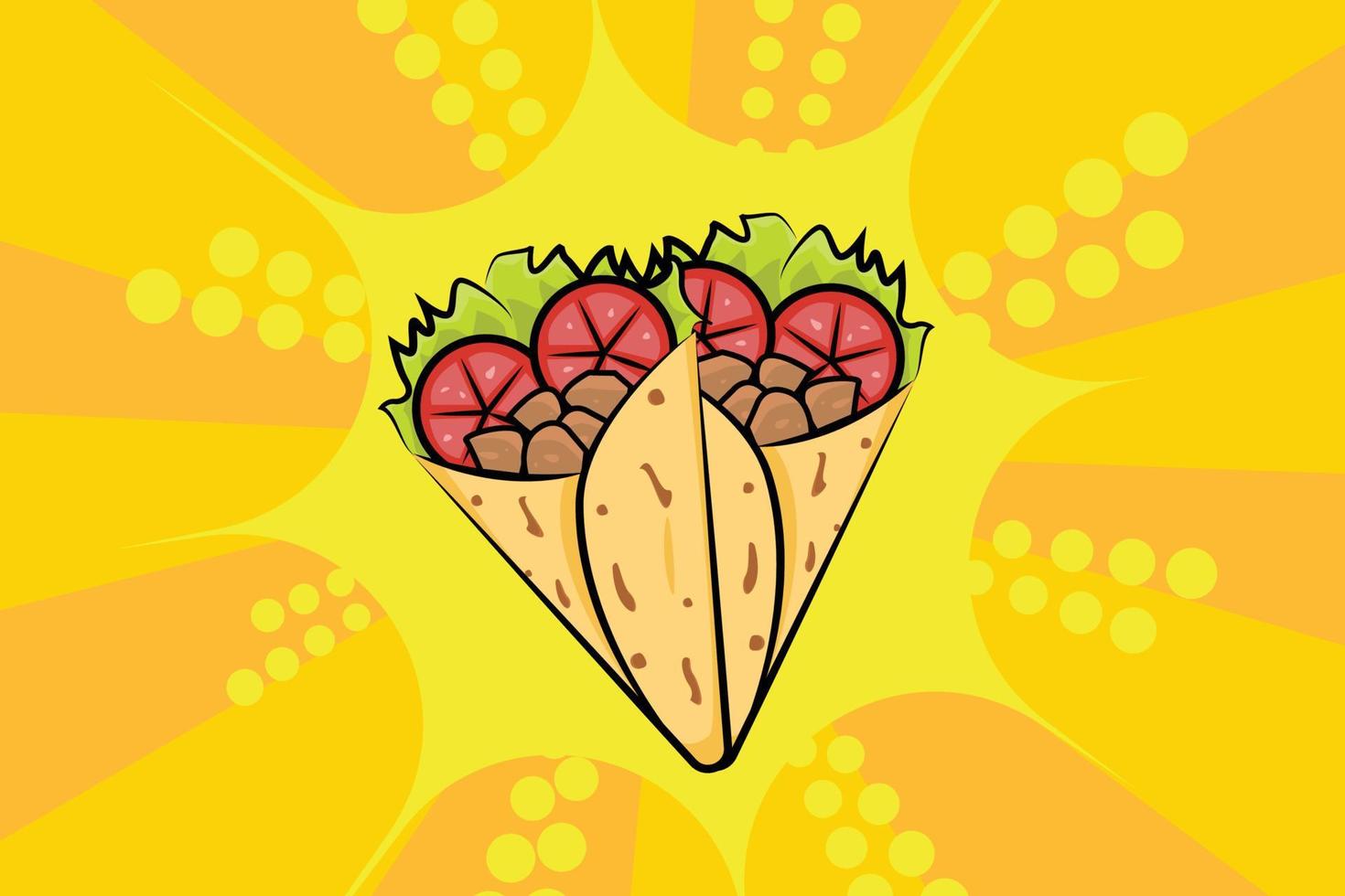 kebabs de comida rápida, con fondo naranja. ilustración vectorial vector