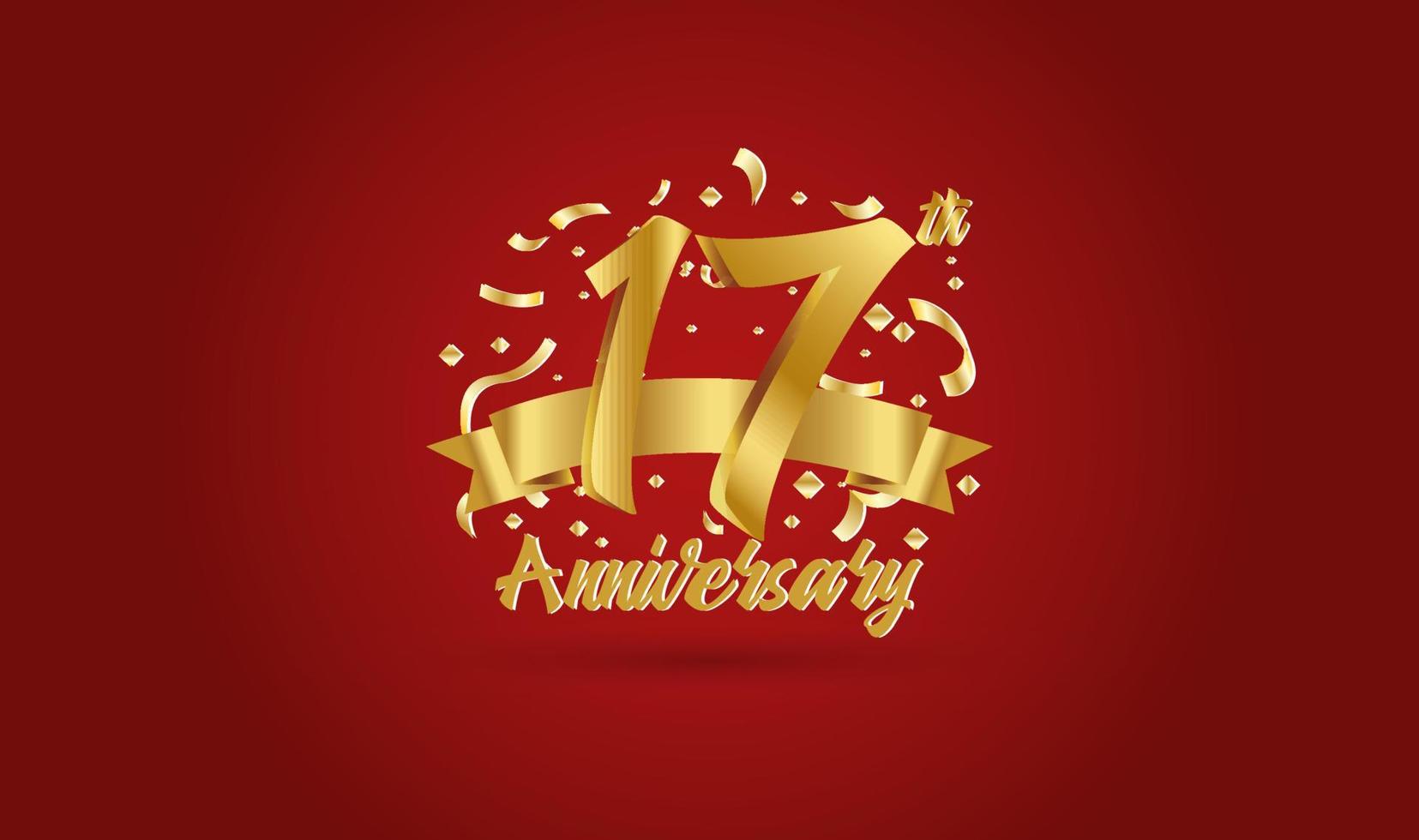 fondo de celebración de aniversario. con el número 17 en dorado y con las palabras celebración de las bodas de oro. vector