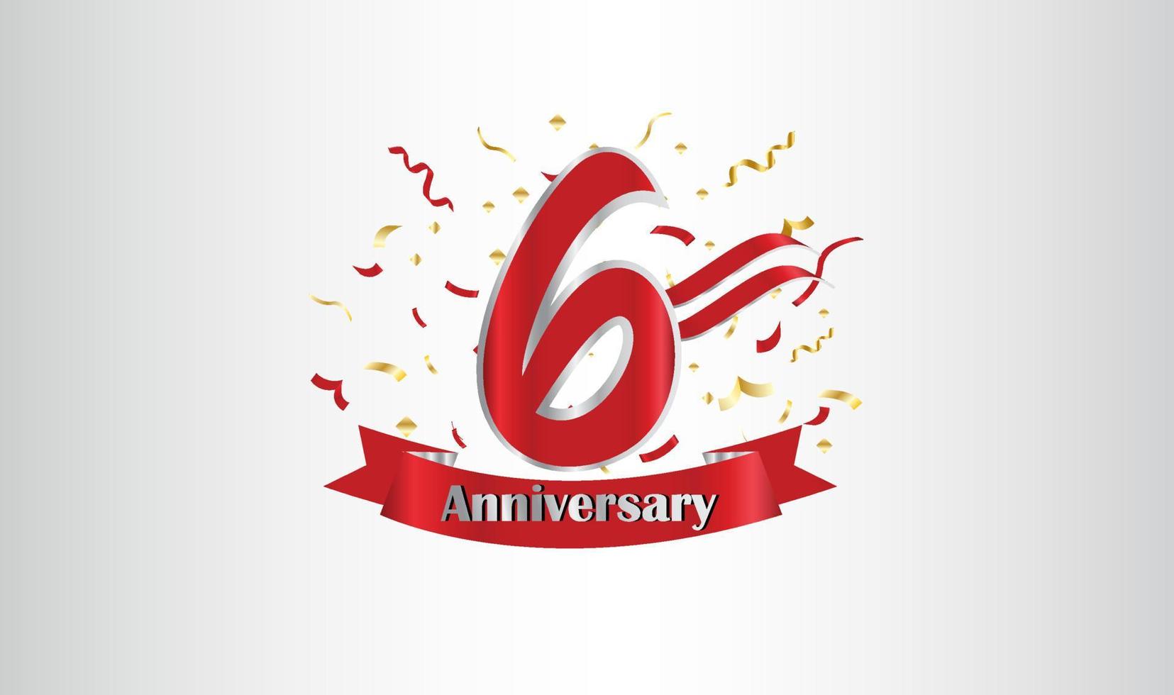 Anniversary celebration with the 6th number in gold and with the words golden anniversary celebration. vector