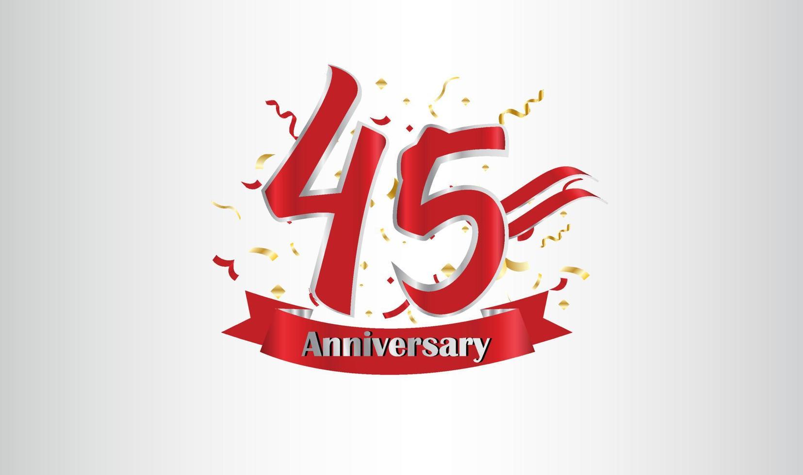 Anniversary celebration background. with the 45th number in gold and with the words golden anniversary celebration. vector