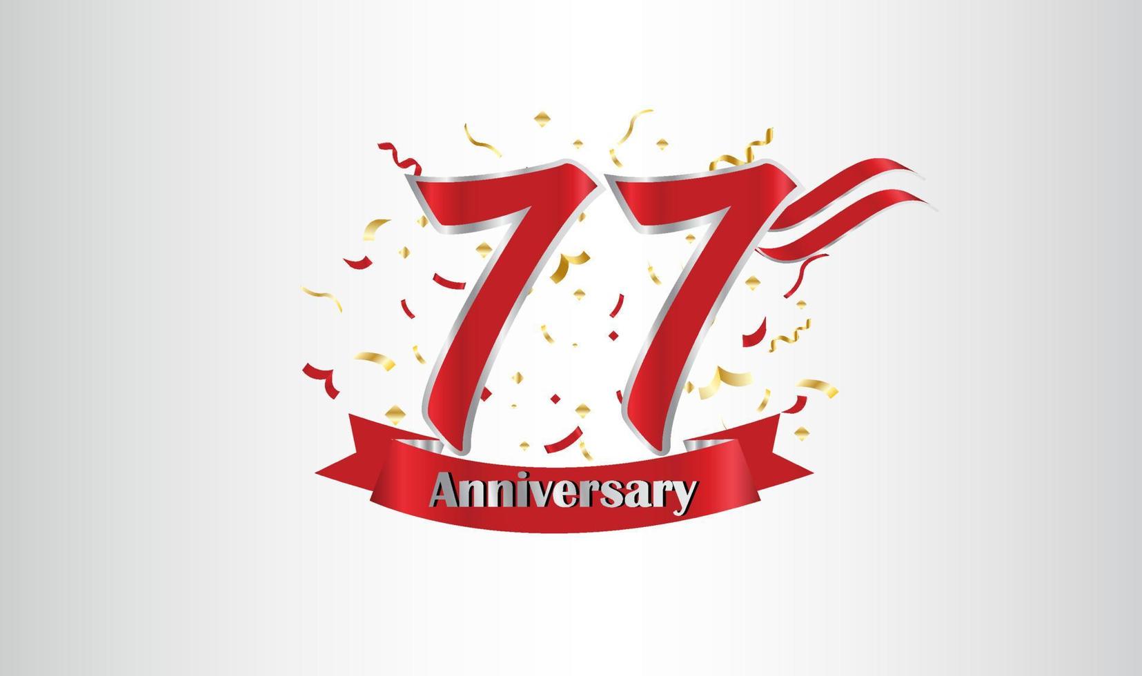 Anniversary celebration with the 77th number in gold and with the words golden anniversary celebration. vector