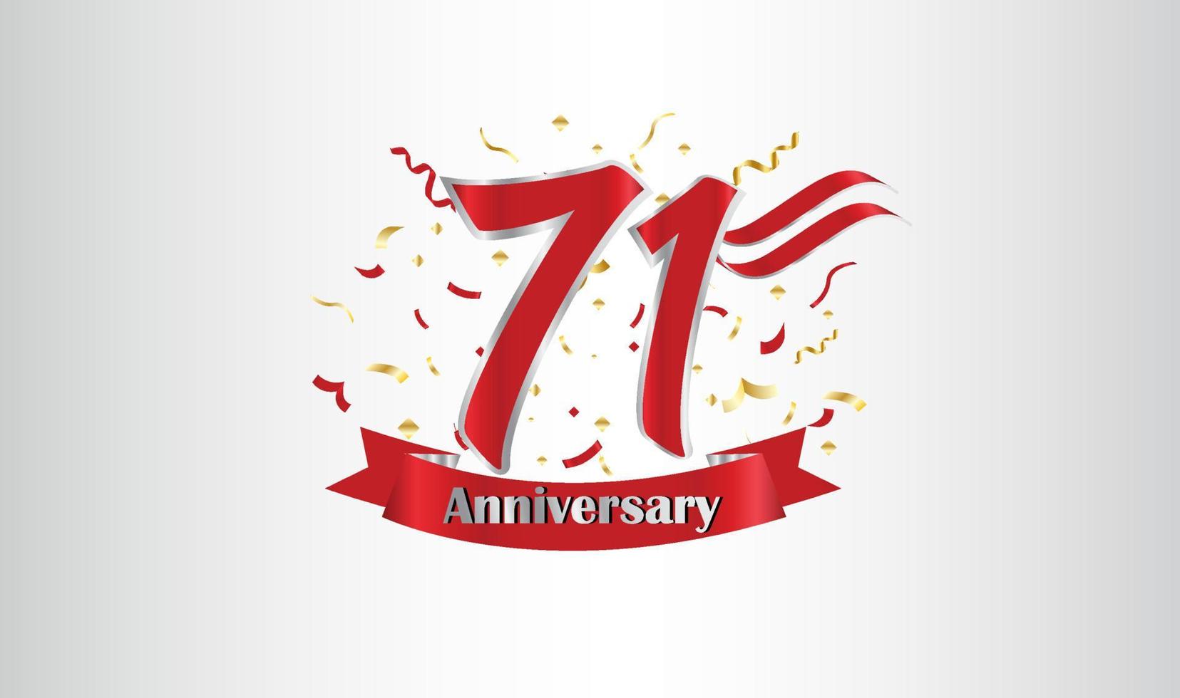 Anniversary celebration background. with the 71st number in gold and with the words golden anniversary celebration. vector