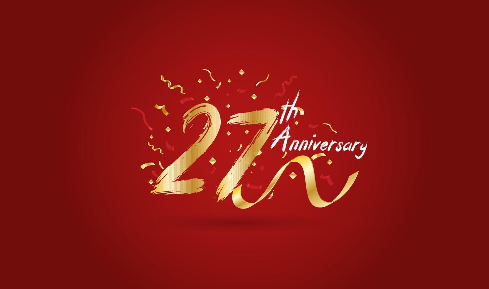 Anniversary celebration background. with the 27th number in gold and with the words golden anniversary celebration. vector