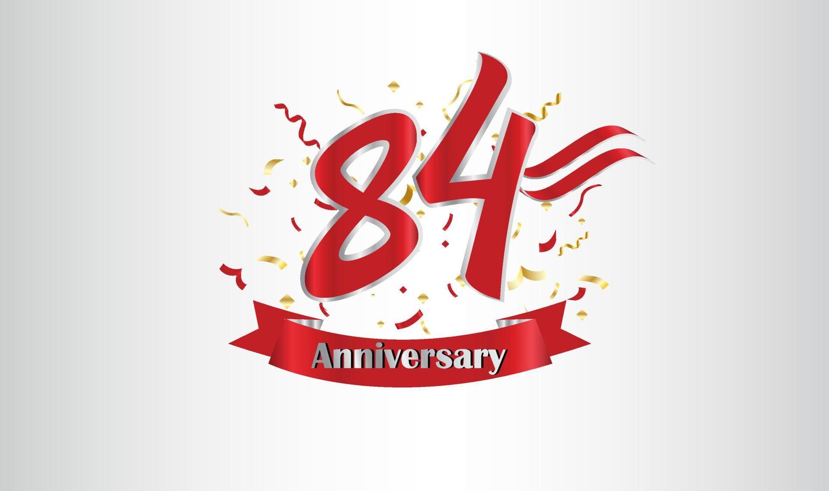 Anniversary celebration background. with the 84th number in gold and with the words golden anniversary celebration. vector