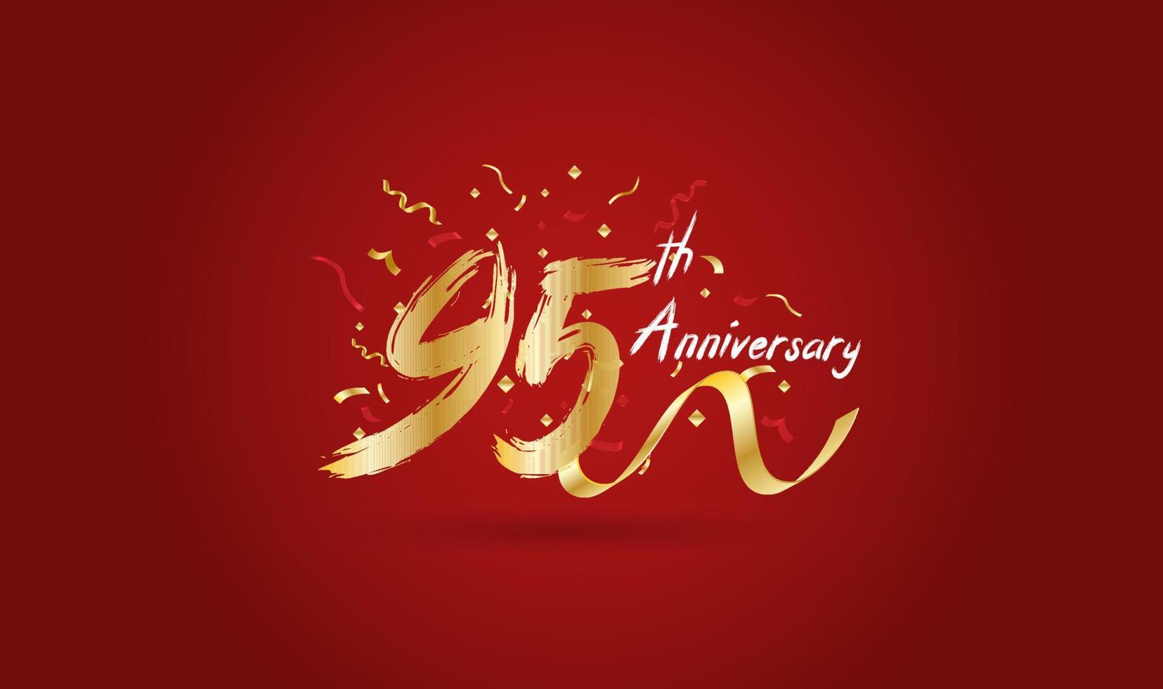 Anniversary celebration background. with the 95th number in gold and with the words golden anniversary celebration. vector