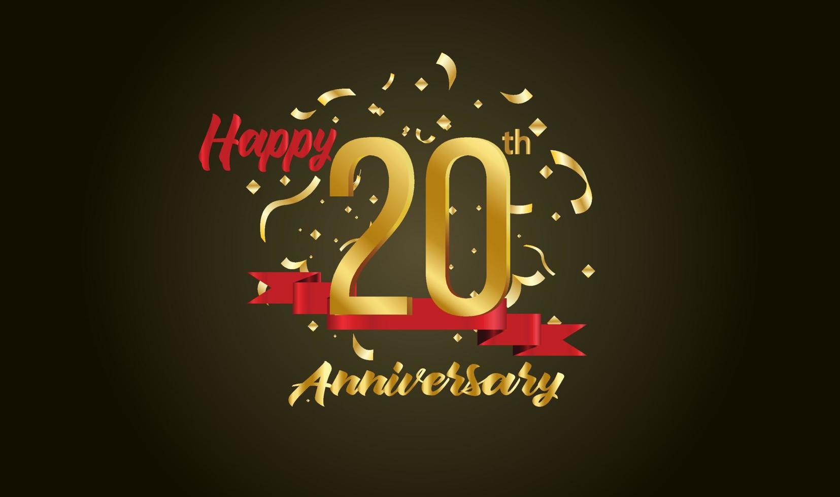 Anniversary celebration background. with the 20th number in gold and with the words golden anniversary celebration. vector
