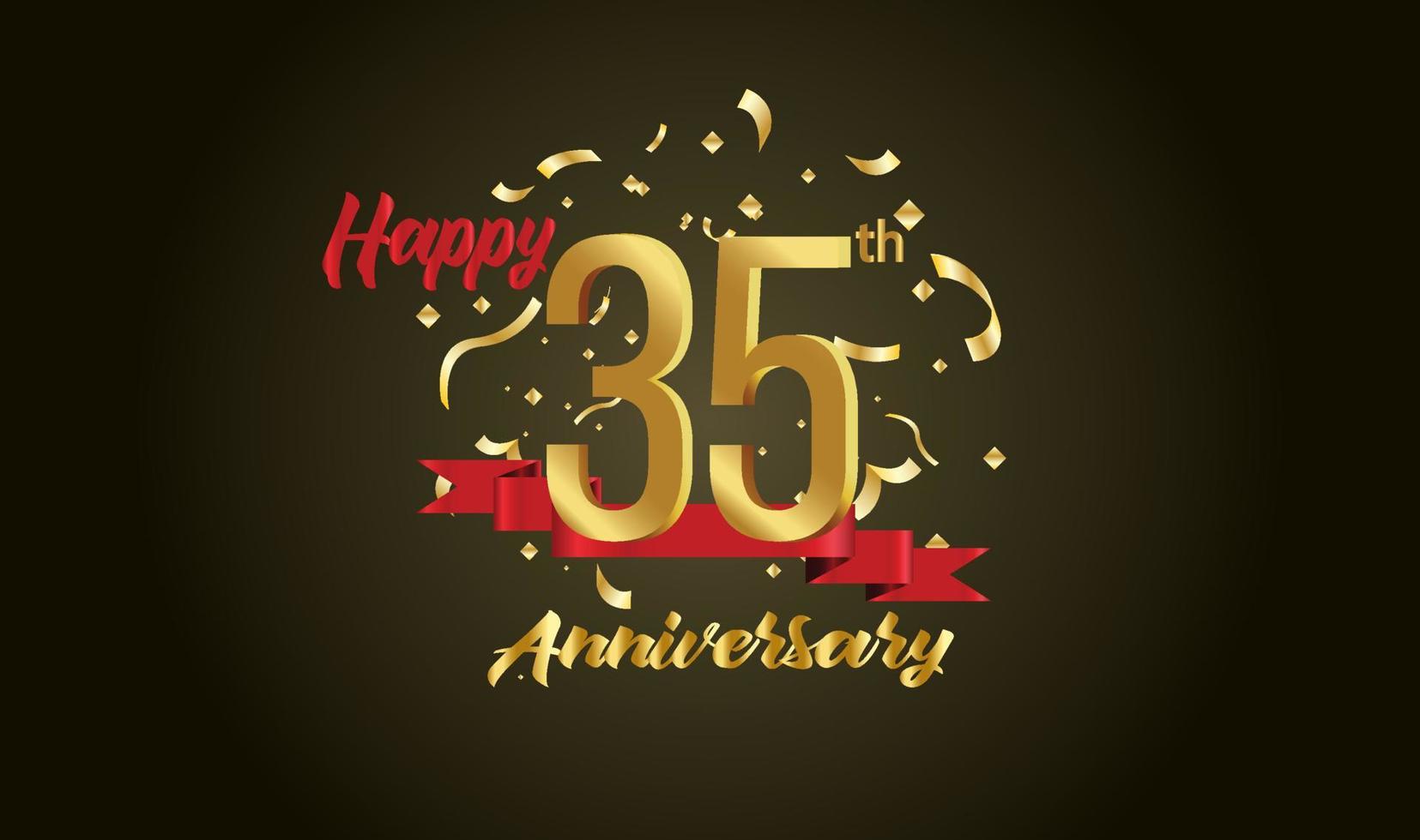 Anniversary celebration background. with the 35th number in gold and with the words golden anniversary celebration. vector