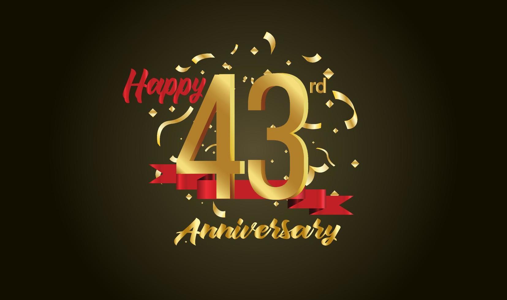 Anniversary celebration background. with the 43rd number in gold and with the words golden anniversary celebration. vector