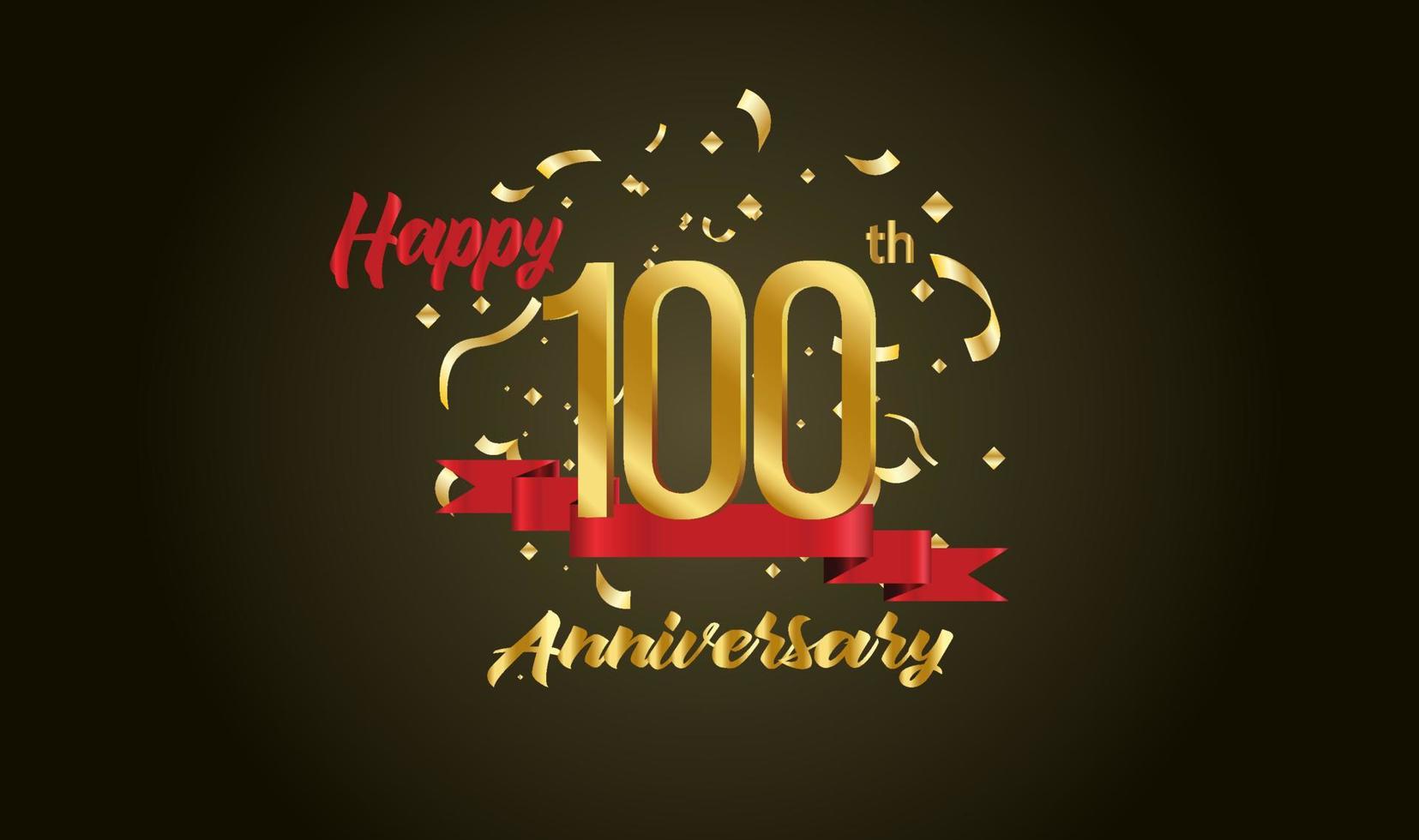 Anniversary celebration with the 100th number in gold and with the words golden anniversary celebration. vector
