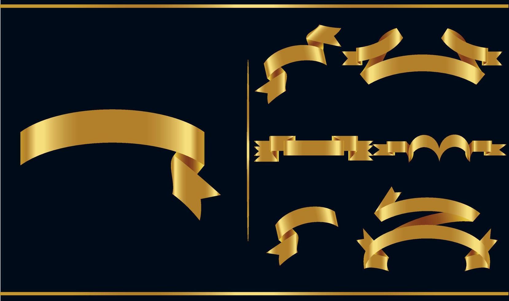 Gold glossy ribbon vector banners set. Ribbons collection. Vector Design Illustration