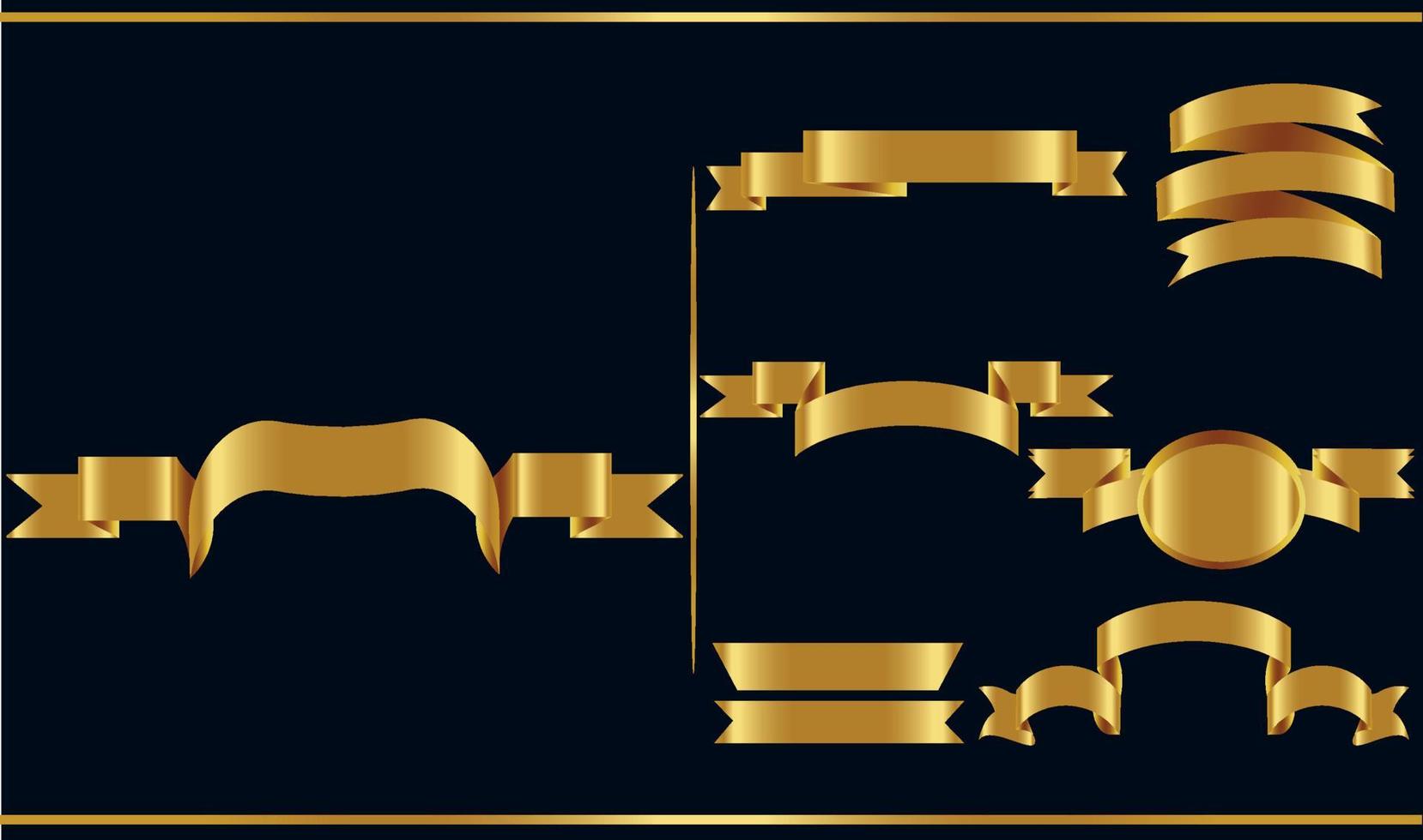 Gold glossy ribbon vector banners set. Ribbons collection. Vector Design Illustration