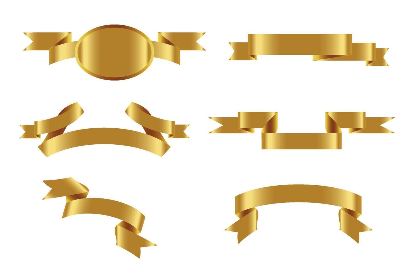 Gold glossy ribbon vector banners set. Ribbons collection. Vector Design Illustration