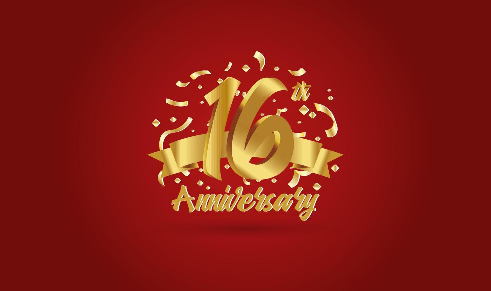 Anniversary celebration background. with the 16th number in gold and with the words golden anniversary celebration. vector