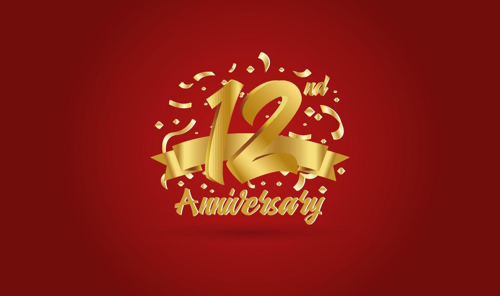 Anniversary celebration background. with the 12th number in gold and with the words golden anniversary celebration. vector