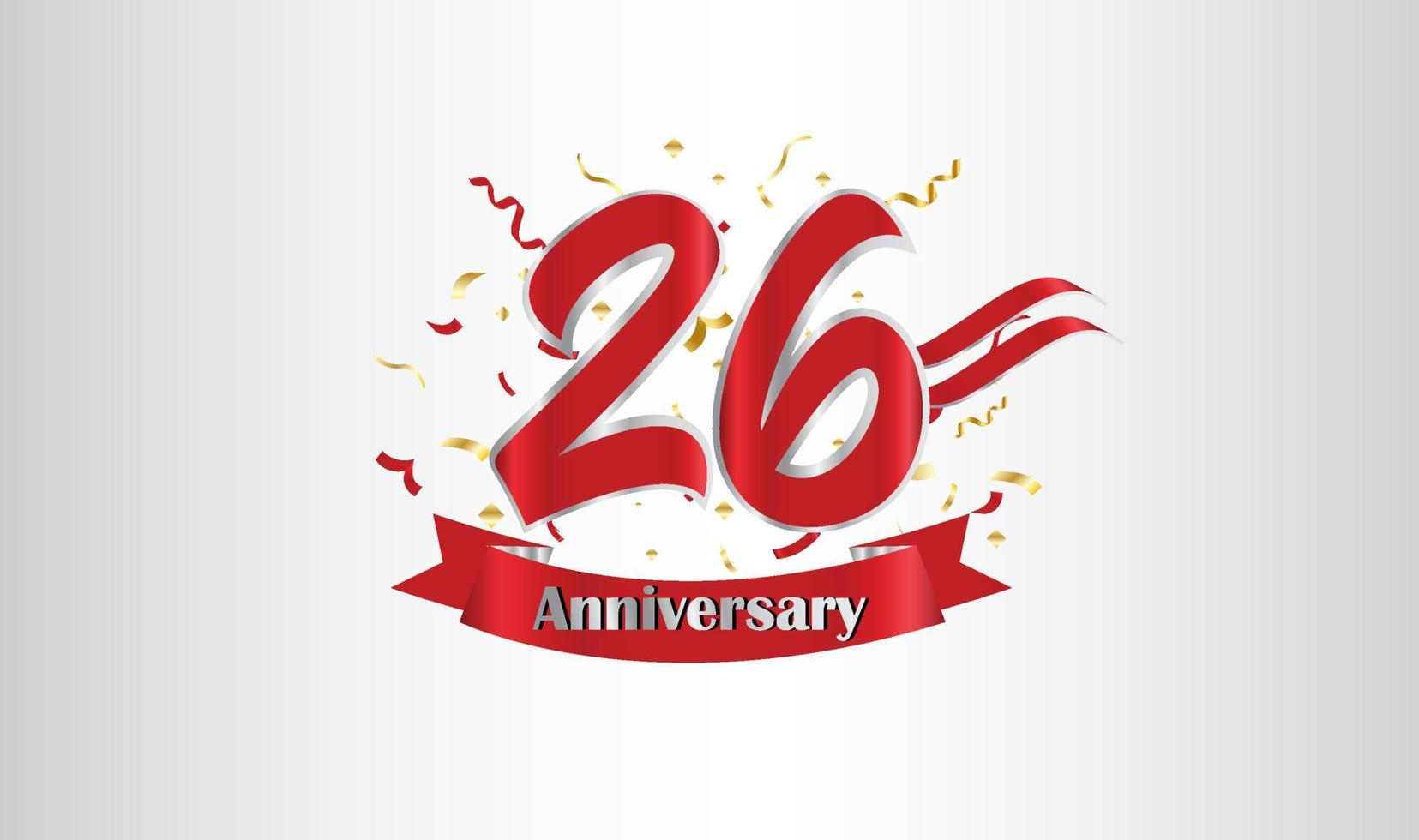 Anniversary celebration with the 26th number in gold and with the words golden anniversary celebration. vector