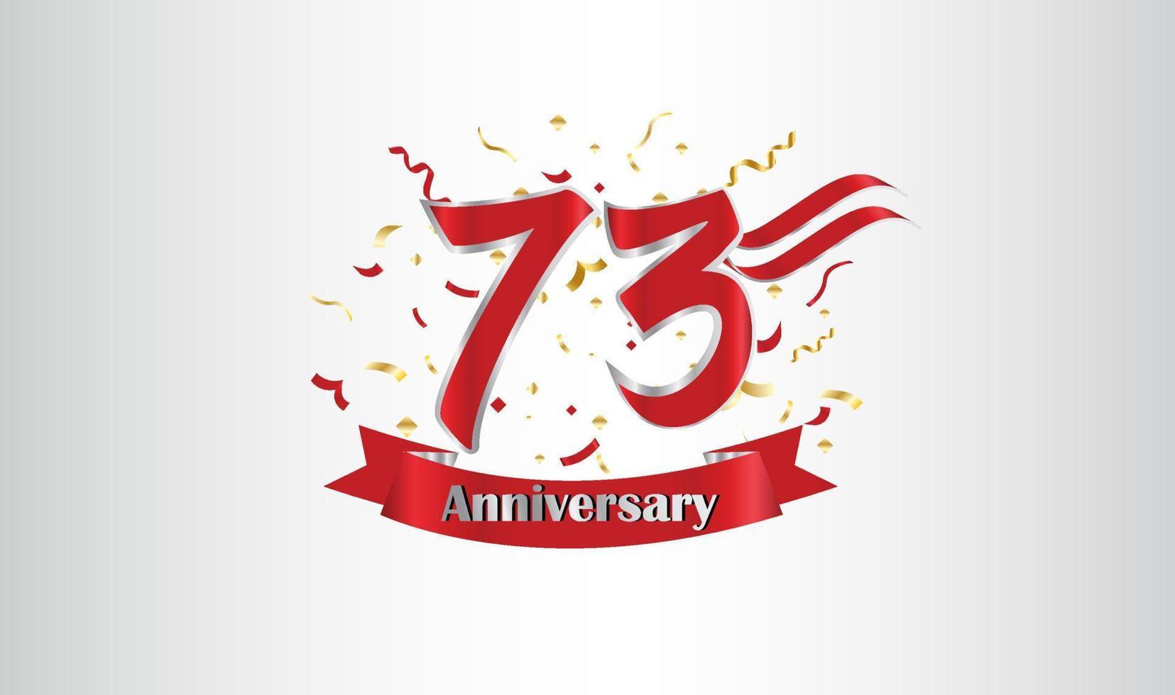 Anniversary celebration background. with the 73rd number in gold and with the words golden anniversary celebration. vector