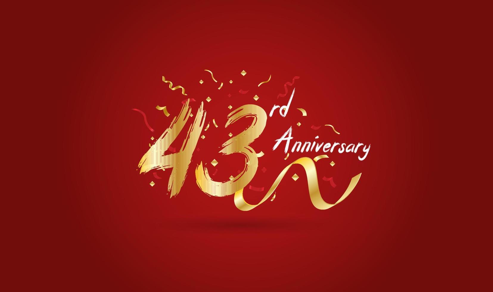 Anniversary celebration background. with the 43rd number in gold and with the words golden anniversary celebration. vector