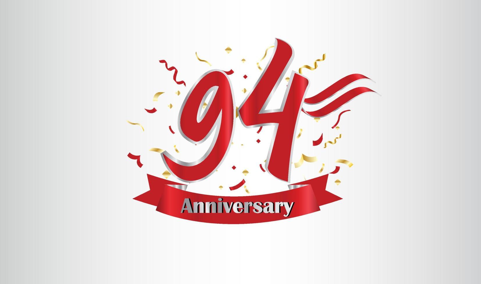 Anniversary celebration with the 94th number in gold and with the words golden anniversary celebration. vector