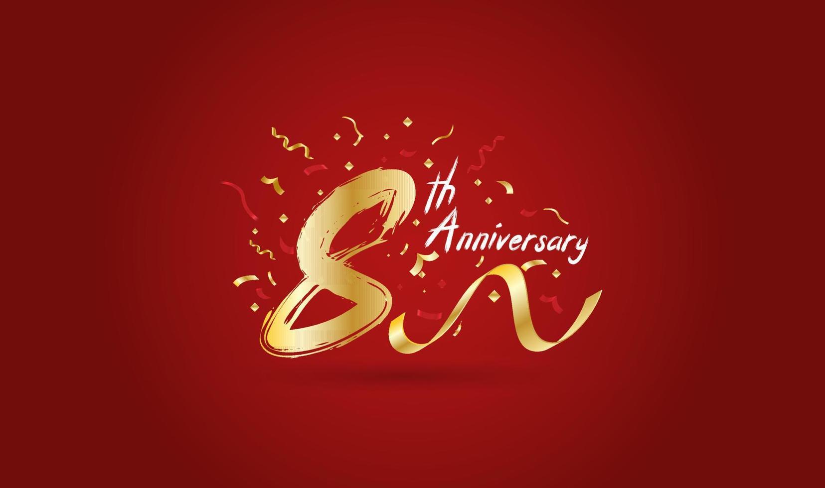 Anniversary celebration background. with the 8th number in gold and with the words golden anniversary celebration. vector