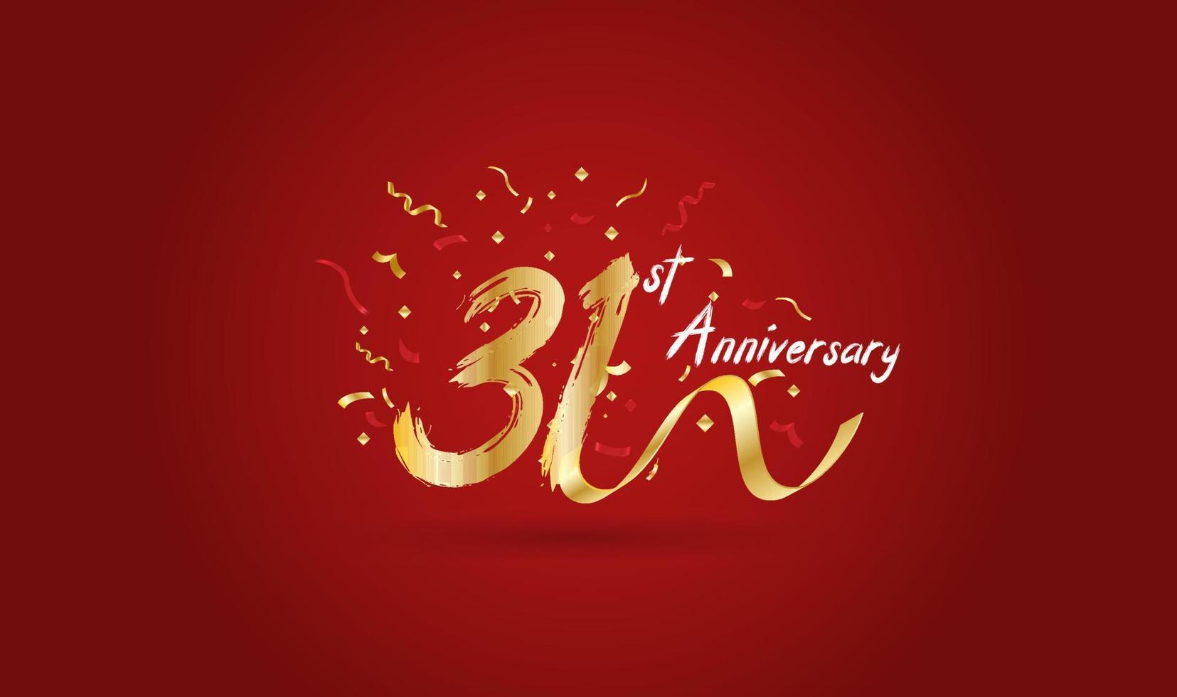 Anniversary celebration background. with the 31st number in gold and with the words golden anniversary celebration. vector