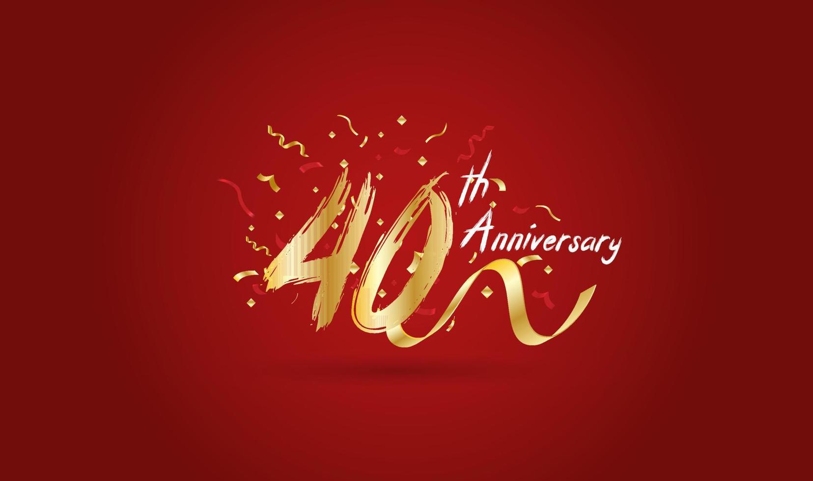 Anniversary celebration background. with the 40th number in gold and with the words golden anniversary celebration. vector