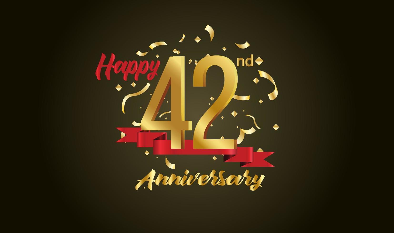 Anniversary celebration background. with the 42nd number in gold and with the words golden anniversary celebration. vector