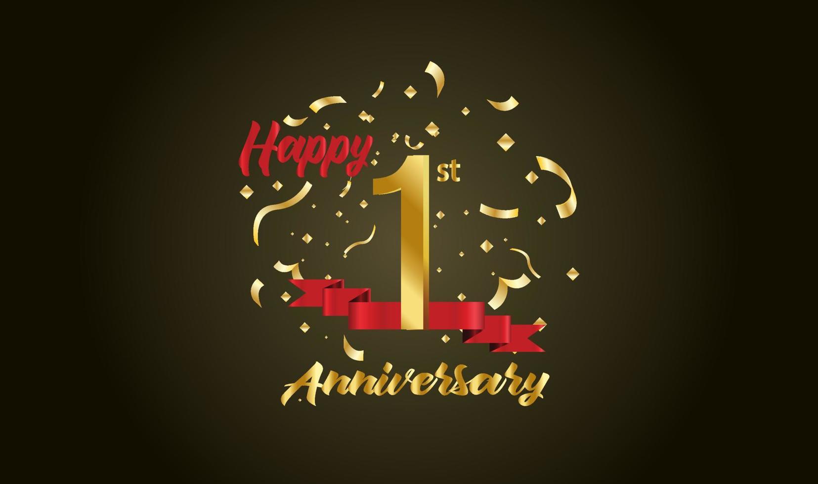 Anniversary celebration background. with the 1st number in gold and with the words golden anniversary celebration. vector