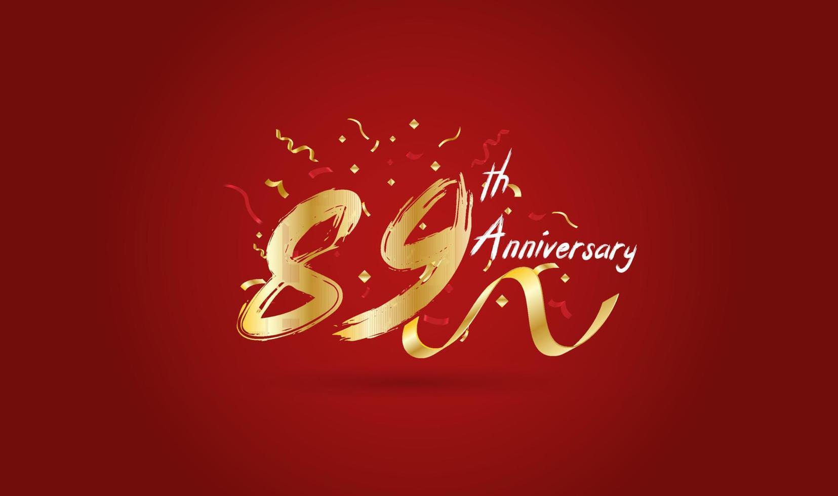 Anniversary celebration background. with the 89th number in gold and with the words golden anniversary celebration. vector