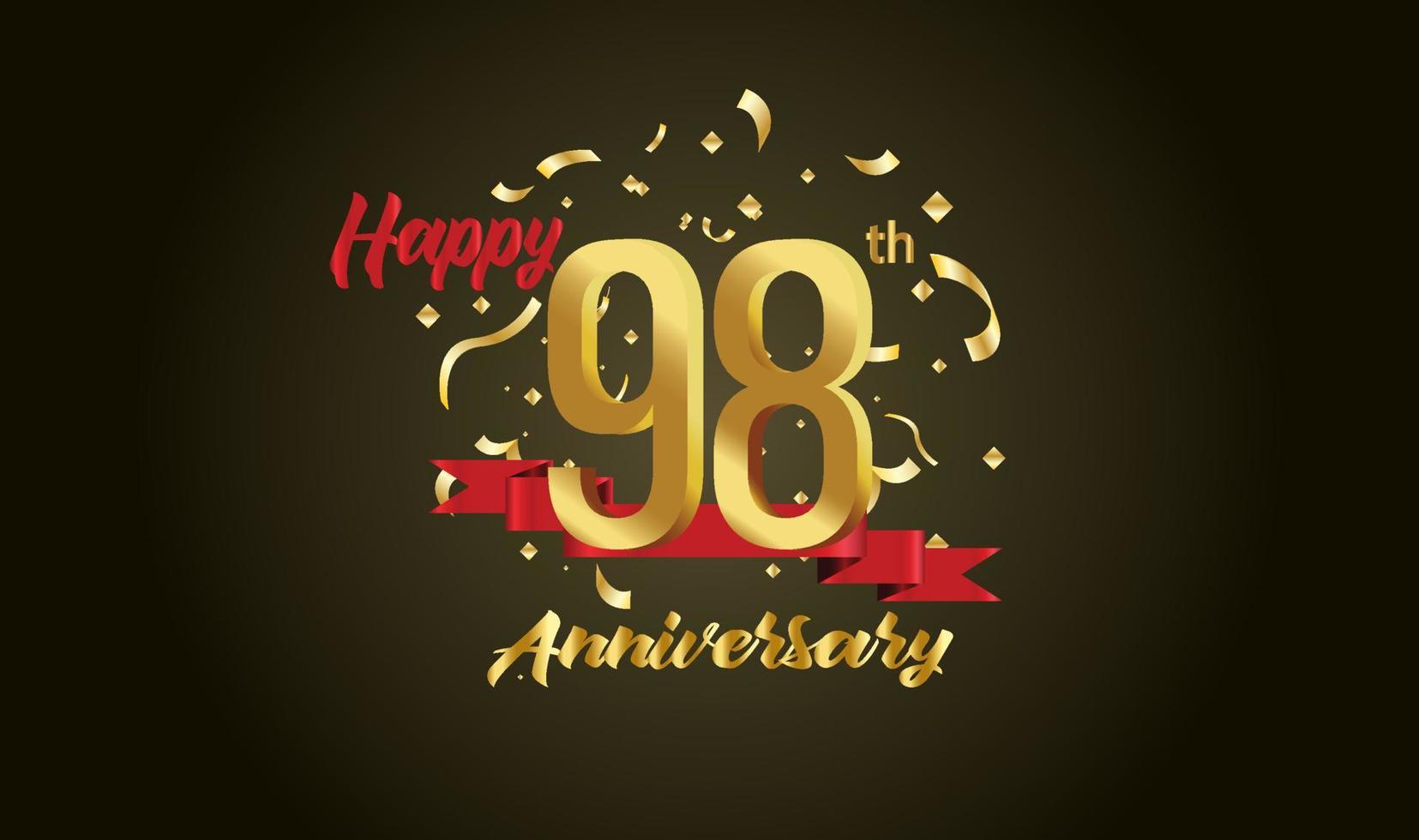 Anniversary celebration with the 98th number in gold and with the words golden anniversary celebration. vector