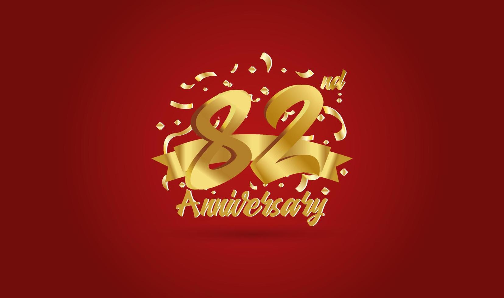 Anniversary celebration with the 82nd number in gold and with the words golden anniversary celebration. vector
