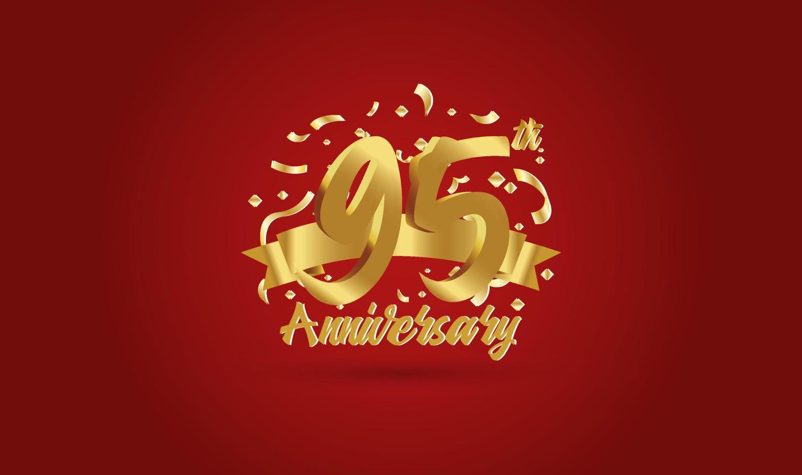 Anniversary celebration background. with the 95th number in gold and with the words golden anniversary celebration. vector