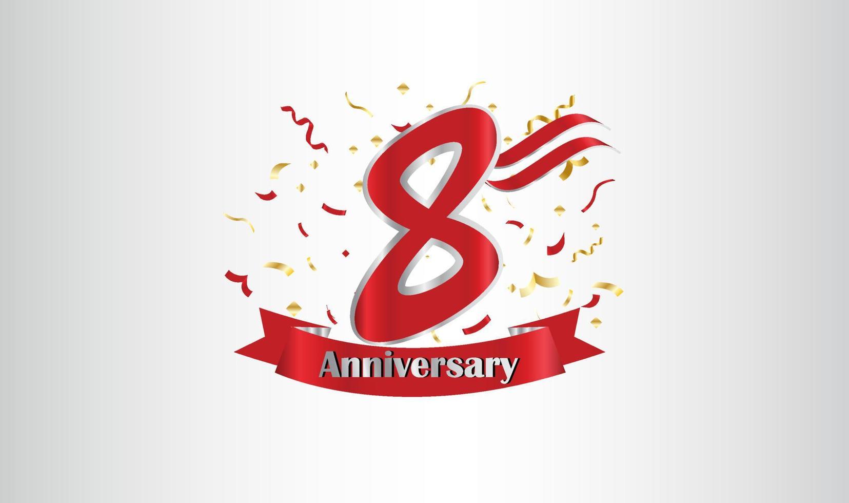 Anniversary celebration with the 8th number in gold and with the words golden anniversary celebration. vector