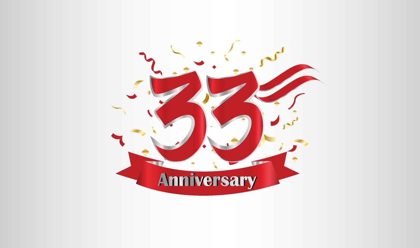 Anniversary celebration with the 33rd number in gold and with the words golden anniversary celebration. vector