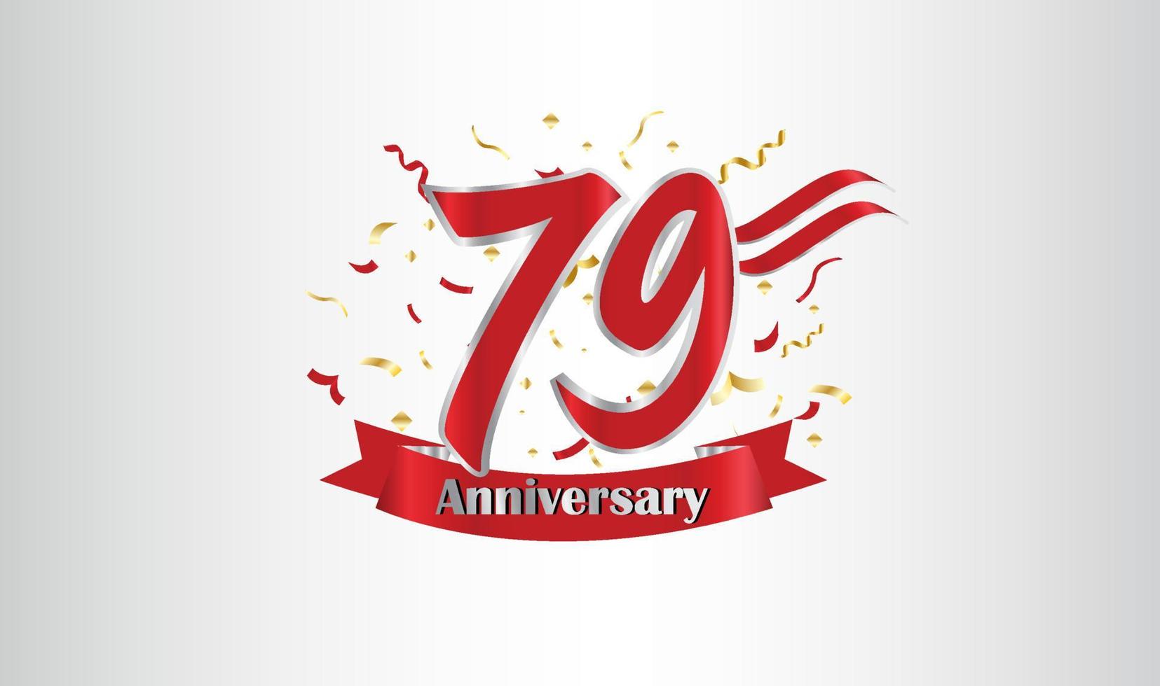 Anniversary celebration with the 79th number in gold and with the words golden anniversary celebration. vector