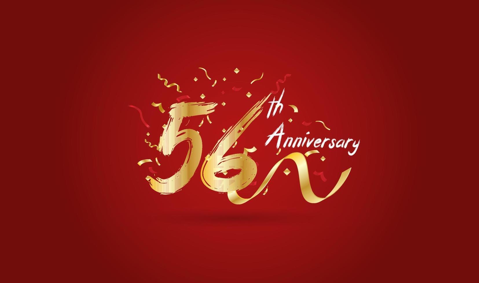 Anniversary celebration with the 56th number in gold and with the words golden anniversary celebration. vector