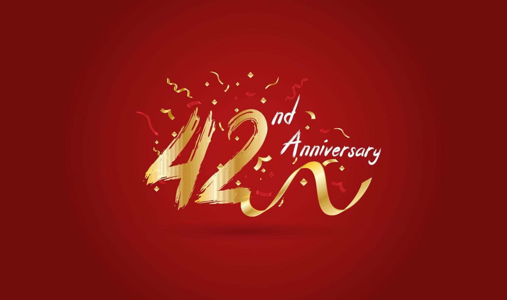 Anniversary celebration background. with the 42nd number in gold and with the words golden anniversary celebration. vector