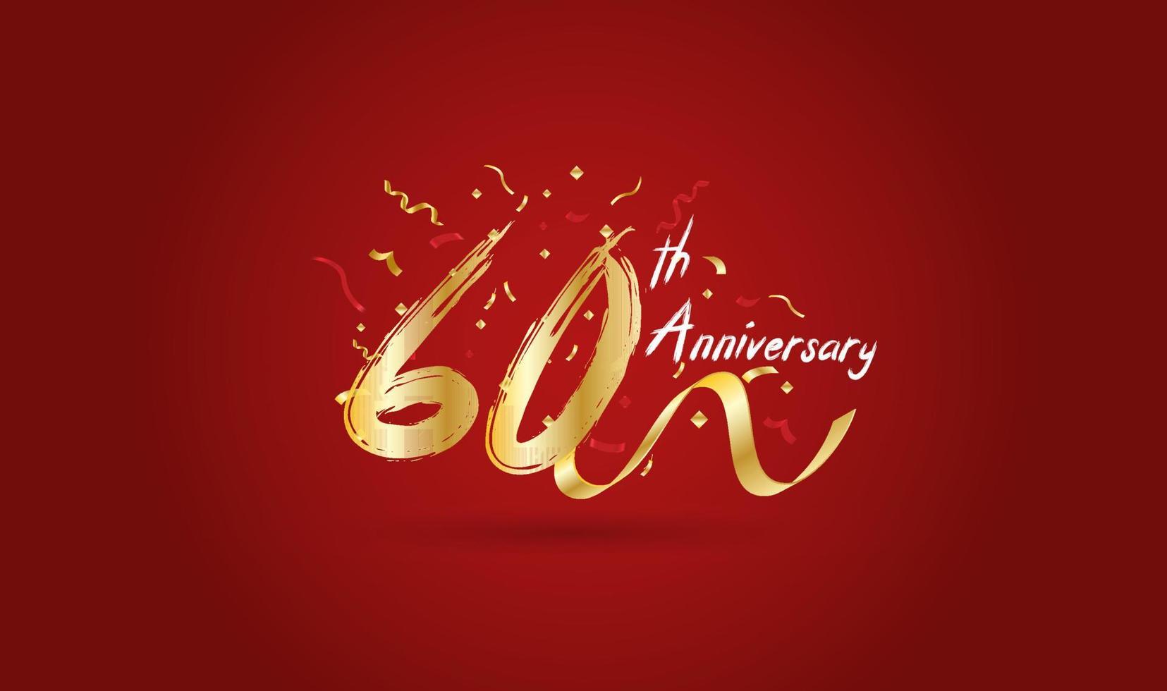 Anniversary celebration background. with the 60th number in gold and with the words golden anniversary celebration. vector