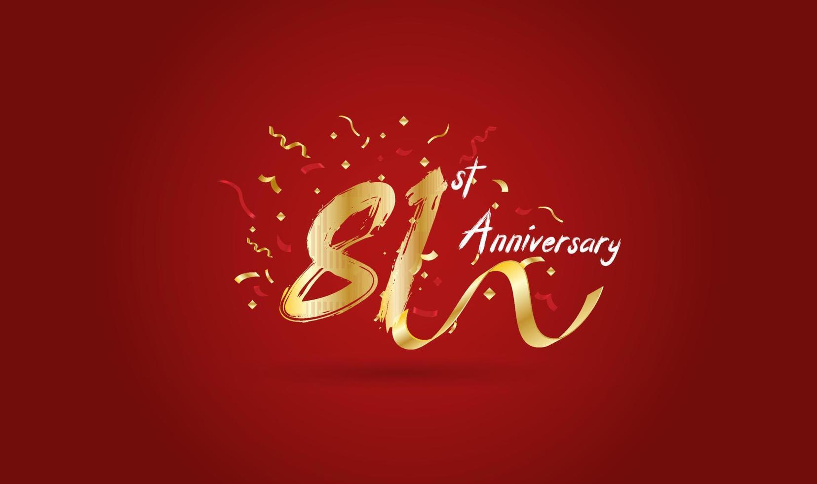 Anniversary celebration with the 81st number in gold and with the words golden anniversary celebration. vector